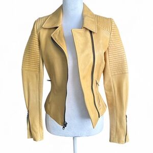 ALC Margaux yellow leather moto jacket